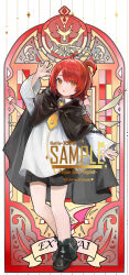  :o absurdres aged_down ahoge amano_toshi arknights artist_name bare_legs black_cloak black_shoes black_shorts blush character_name chinese_commentary cloak commentary_request commission detached_wings energy_wings exusiai_(arknights) exusiai_(young)_(arknights) halo hand_up highres long_sleeves looking_to_the_side necktie ponytail red_hair sample_watermark shirt shoes short_hair short_ponytail shorts side_ponytail swept_bangs watermark white_shirt wings yellow_eyes yellow_halo yellow_necktie yellow_wings 