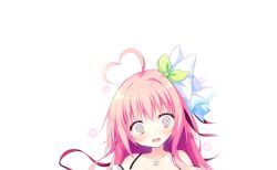  1girl @_@ ahoge bare_shoulders blush collarbone game_asset green_ribbon hair_ribbon haru_haru_(koikoko) heart heart_ahoge koi_suru_kokoro_to_mahou_no_kotoba large_variant_set long_hair looking_at_viewer non-web_source open_mouth pink_hair portrait ribbon self-datamine shiromochi_sakura simple_background solo star_(symbol) sweatdrop transparent_background variant_set 