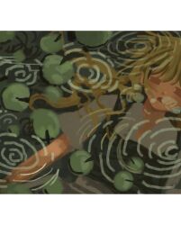  1girl absurdres apron black_vest blonde_hair cropped gaiyonghunichengyinshexianweiguiwufaxianshi highres kirisame_marisa lily_pad long_hair ripples shirt short_sleeves solo touhou underwater vest waist_apron water white_apron white_shirt 