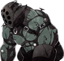  artist_request belt black_belt collar colored_skin cowboy_shot faceless_(fire_emblem) facing_ahead fire_emblem fire_emblem_fates green_skin mask metal_collar metal_mask monster monster_focus muscular no_humans official_art simple_background solo standing stitches third-party_source transparent_background veins 