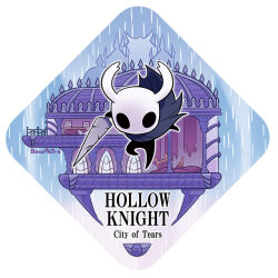 1other bano_akira black_skin city_of_tears colored_skin commentary_request full_body grey_cloak hollow_eyes hollow_knight hornet_(hollow_knight) jumping looking_at_viewer mask nail_(hollow_knight) old_nail_(hollow_knight) rain solo white_mask 