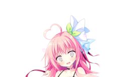  1girl @_@ ahoge bare_shoulders black_choker blush choker collarbone furrowed_brow game_asset green_ribbon hair_ribbon hand_up haru_haru_(koikoko) heart heart_ahoge koi_suru_kokoro_to_mahou_no_kotoba large_variant_set long_hair looking_at_viewer non-web_source pink_hair portrait ribbon self-datamine shiromochi_sakura simple_background solo star_(symbol) sweatdrop transparent_background variant_set 