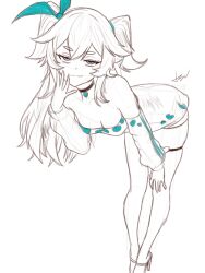 1girl ass bent_over black_shorts blue_ribbon breasts collar fat_ass florence_(girls'_frontline_2) grin high_heels highres huge_ass large_breasts legs long_hair non-web_source original panties ribbon shirt shorts sitting smile solo thick_butt thick_hips thick_legs thick_thighs thighs tsuicaa underwear