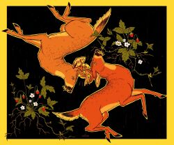  animal_focus deer entangled food fruit highres no_humans original outline outside_border plant plant_roots strawberry ttwicoff white_outline 