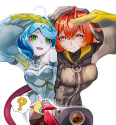  long_hair magus_(zenless_zone_zero) multiple_girls orphie_(zenless_zone_zero) orphie_magnusson pose seed_(zenless_zone_zero) zenless_zone_zero 