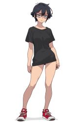  1girl ass breasts fat_ass huge_ass large_breasts loose_clothes loose_shirt no_pants no_socks original shirt shoes sneakers solo tagme thick_hips thick_legs thick_thighs thighs tomboy tsuicaa 