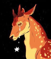  animal_focus black_background close-up deer highres horns no_humans original portrait simple_background tears ttwicoff 