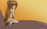  1girl bikini blue_eyes brown_hair long_hair nagasarete_airantou ponytail solo suzu_(nagasarete_airantou) swimsuit thighhighs wallpaper 