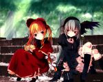  blonde_hair doll_joints dress gothic hair_ribbon ribbon rozen_maiden ruroo shinku signed suigintou twintails wings 