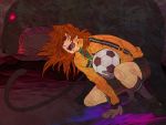  blue_eyes brown_hair genda_koujirou inazuma_eleven male panther shouting soccer_ball solo teeth uniform 