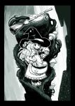  alternate_costume bad_id basket braid broom green hat kirisame_marisa kyuu mini-hakkero monochrome mushroom touhou tsuchinoko witch witch_hat |_| 