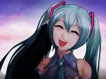   closed_eyes hatsune_miku open_mouth twintails vocaloid  