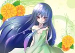  blue_hair dress flower furude_rika highres higurashi_no_naku_koro_ni red_eyes satoru_aki sundress 