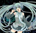  bad_id detached_sleeves hatsune_miku headset irono_yoita long_hair necktie open_mouth skirt solo thigh-highs thighhighs twintails tyanpon very_long_hair vocaloid 