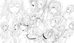  aleksander_nikolaevich_her ekaterina_kurae elizabeth_(seikon_no_qwaser) katsuragi_hana lineart monochrome oribe_mafuyu seikon_no_qwaser 