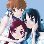  blue_hair brown_hair hanasaki_tsubomi heartcatch_precure! kurumi_erika lowres multiple_girls myoudouin_itsuki parody perfume pose precure red_hair yurikawa 