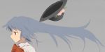 hat hat_removed headwear_removed hinanawi_tenshi mieharu red_eyes solo touhou wind 
