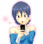  battle_spirits blue_hair blush card collar hideto_suzuri off_shoulder trap 