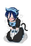  battle_spirits blue_hair blush cat_ears collar hideto_suzuri maid off_shoulder trap 