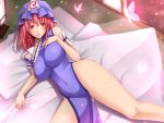  breasts butterfly china_dress chinese_clothes dress hat impossible_clothes impossible_dress large_breasts looking_at_viewer no_panties pink_eyes pink_hair saigyouji_yuyuko short_hair shuugetsu_karasu thighs touhou 