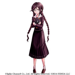  1girl artist_request book braid closed_mouth collared_shirt commentary_request company_name copyright_name danganronpa:_trigger_happy_havoc danganronpa_(series) eyelashes fukawa_toko full_body glasses holding holding_book long_hair long_skirt long_sleeves mole mole_under_mouth neckerchief official_art oshiro_project:re purple_hair purple_serafuku purple_shirt purple_shoes purple_skirt red_neckerchief round_eyewear sailor_collar school_uniform second-party_source serafuku shirt shoes skirt skirt_set socks solo standing twin_braids twintails violet_eyes white_sailor_collar white_socks 