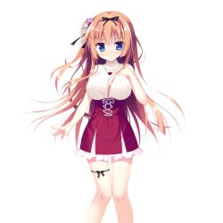  >:) 1girl bare_arms bare_shoulders black_bow blue_eyes blush bow breasts closed_mouth feet_out_of_frame frilled_skirt frills game_asset hair_bow hair_intakes hand_on_own_chest hat highres hitohira_kazane jewelry koi_suru_kokoro_to_mahou_no_kotoba large_breasts large_variant_set long_hair looking_at_viewer necklace non-web_source nose_blush orange_hair red_skirt ribbed_sweater self-datamine shiromochi_sakura simple_background skirt sleeveless sleeveless_sweater sleeveless_turtleneck solo standing sweater transparent_background turtleneck turtleneck_sweater two_side_up v-shaped_eyebrows variant_set white_hat white_sweater 