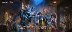  5girls 6+boys absurdres aesop_carl aesop_carl_(iridescence) alva_lorenz alva_lorenz_(gold_foil) andrew_kreiss andrew_kreiss_(nether_pact) anniversary artist_request bane_perez bane_perez_(patrol_guard) beard black_bow black_hair blonde_hair blue_butterfly blue_eyes blue_necktie boar bow bug butterfly button_eyes buttons cat commentary deerstalker emily_dyer emily_dyer_(antimony) emma_woods emma_woods_(lady_truth) english_commentary english_text facial_hair follower_(bank_manager)_(identity_v) follower_(identity_v) glasses gloves grey_hair hair_over_one_eye hat hat_bow highres holding holding_staff holding_syringe identity_v ironhead_(identity_v) juggling melly_plinius melly_plinius_(stinger) mike_morton mike_morton_(shadowbind) multiple_boys multiple_girls murro_(identity_v) murro_(story_enthusiast)_(identity_v) mustache necktie official_art orange_hair pink_bow scissors staff surgical_scissors syringe william_ellis william_ellis_(flint) yidhra_(bank_manager)_(identity_v) yidhra_(identity_v) 