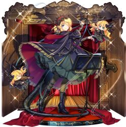  1girl alice_margatroid alternate_costume black_boots black_hairband blonde_hair blue_eyes boots bow_(music) brown_pantyhose cape dragon_girl dragon_horns dragon_tail flute frilled_hairband frills full_body game_asset green_skirt hair_over_one_eye hairband high_heel_boots high_heels highres holding holding_bow_(music) holding_instrument holding_violin horns instrument jacket lace-up_boots lolita_hairband long_sleeves looking_at_viewer matching_shanghai official_art pantyhose petticoat playing_flute playing_instrument purple_cape purple_jacket red_cape rotte_(1109) shanghai_doll simple_background skirt solo tail third-party_source touhou touhou_lostword transparent_background two-sided_cape two-sided_fabric violin 