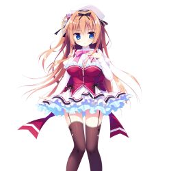  >:) 1girl back_bow black_bow blue_eyes blush bow bowtie breasts brown_thighhighs buttons closed_mouth dress feet_out_of_frame frilled_dress frills game_asset garter_straps hair_bow hair_intakes hand_on_own_chest hat highres hitohira_kazane juliet_sleeves koi_suru_kokoro_to_mahou_no_kotoba large_breasts large_variant_set long_hair long_sleeves looking_at_viewer non-web_source orange_hair pink_bow pink_bowtie puffy_sleeves red_bow red_vest self-datamine shiromochi_sakura short_dress simple_background solo standing thigh-highs transparent_background two_side_up v-shaped_eyebrows variant_set vest white_dress white_hat 