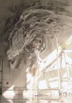  1girl absurdres dragon highres houtei9 indoors original sculpture short_hair skirt solo standing white_hair 