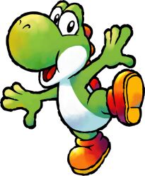  boots brown_boots colored_skin full_body green_skin looking_at_viewer nakagawa_yasuhisa official_art open_mouth simple_background solo super_mario_bros. transparent_background yoshi yoshi_topsy-turvy 