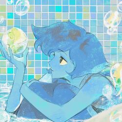  animification bath bathroom blue_hair blue_skin bubble colored_skin gem_(steven_universe) highres lapis_lazuli_(steven_universe) peridot_(steven_universe) sen2028774584 sitting skirt steven_universe 