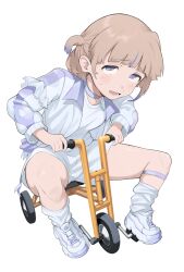  absurdres blonde_hair choker commentary_request gradient_hair highres hololive hololive_dev_is jacket loose_socks multicolored_hair purple_choker purple_streaks riding_tricycle shirt shoes shorts simple_background socks streaked_hair todoroki_hajime todoroki_hajime_(1st_costume) violet_eyes virtual_youtuber white_background white_jacket white_shirt white_shoes white_shorts white_socks yume_makurya 