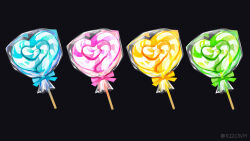  artist_name black_background candy commentary_request food food_focus highres lollipop no_humans original plastic_wrap rizu_(rizunm) simple_background still_life 