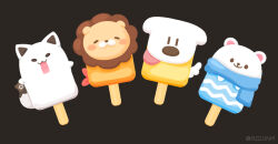  artist_name bear black_background commentary_request dog food food_focus fox ice_cream lion no_humans original rizu_(rizunm) simple_background still_life 