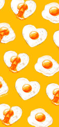  absurdres artist_name commentary_request egg_yolk food food_focus fried_egg heart heart-shaped_food highres no_humans original rizu_(rizunm) simple_background still_life yellow_background 