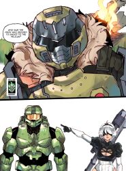 2b_(nier:automata) doom:_the_dark_ages doom_(series) doomguy halo_(series) highres lordkillerghost master_chief nier:automata nier_(series) 