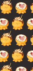  absurdres artist_name black_background commentary_request food food_bite food_focus garnish highres mayonnaise no_humans original rizu_(rizunm) simple_background squid still_life takoyaki tentacles toothpick 