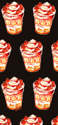  absurdres artist_name black_background commentary_request cup desert disposable_cup food food_focus fruit highres ice_cream jam no_humans original rizu_(rizunm) simple_background still_life strawberry 