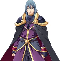  1boy armor blue_eyes blue_hair cape evil_grin evil_smile fingerless_gloves game_asset gloves grin kumacchi large_variant_set long_hair looking_at_viewer male_focus mercol non-web_source official_art open_mouth pauldrons self-datamine shoulder_armor shoulder_pads shugo_seijo_prism_saber simple_background smile smirk solo tachi-e transparent_background variant_set 