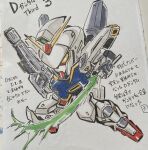  beam_saber chibi d_gundam_third gun gundam holding holding_gun holding_sword holding_weapon kingguyver mecha mobile_suit no_humans photo_(medium) robot science_fiction solo sword under_the_gundam:_double_fake v-fin weapon yellow_eyes 