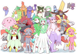  6+boys 6+girls ^_^ accelgor adjusting_headset alternate_color animal_ears animal_feet animal_hands arm_around_neck arm_at_side arm_up arms_up bags_under_eyes bald banette beard bisharp black_eyes black_fur blank_eyes blissey blue_eyes blue_hair blush body_fur breasts bright_pupils cacturne claws clenched_hand clenched_teeth closed_eyes closed_mouth colored_skin colored_tips commentary_request constricted_pupils couple covered_mouth crown facial_hair facing_viewer fang flat_chest floating forehead_jewel full_beard full_body furry furry_female gallade gardevoir gem green_fur green_hair green_hat green_skin grey_fur grin half-closed_eyes hand_on_another's_shoulder hand_on_own_thigh hand_up happy hat headset highres holding_hands interlocked_fingers kingambit lilligant long_hair looking_at_viewer mature_female medium_breasts meloetta meowscarada mienshao mismagius mohawk monster_boy monster_girl multicolored_hair multicolored_skin multiple_boys multiple_girls multiple_tails mustache open_mouth orange_eyes orange_skin outline outstretched_arms own_hands_together pink_fur plant_boy plant_girl pokemon pokemon_(creature) purple_fur purple_skin red_eyes red_hair sableye sawk scrafty shelmet shiny_pokemon short_hair sidelocks simple_background skirt smile snout sougetsu_(yosinoya35) standing tail teeth thick_eyebrows thumbs_up tilted_headwear tongue tongue_out two-tone_fur two-tone_hair two-tone_skin v v-shaped_eyebrows v_arms very_long_hair violet_eyes w weavile white_background white_eyes white_fur white_outline white_pupils white_skin white_skirt wide-eyed wolf_ears wolf_girl yellow_crown yellow_eyes yellow_gem zoroark 