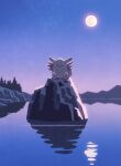  absurdres clefable closed_eyes closed_mouth full_moon highres hyogonosuke lake moon mountain night no_humans outdoors pokemon pokemon_(creature) rock sitting sky sleeping sleeping_upright solo tree water wings 