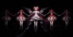  5girls absurdres bangs black_background black_footwear blood blood_on_clothes bow bubble_skirt chinese_commentary clone commentary_request dress facing_viewer feathered_wings floating full_body gloves goddess_madoka hair_bow head_down highres holding_hands horror_(theme) huxiaobai528 kaname_madoka light_particles long_hair mahou_shoujo_madoka_magica mary_janes multiple_girls multiple_persona no_eyes painterly pink_dress pink_hair shoes short_hair short_sleeves short_twintails simple_background skirt smile spread_wings straight-on thigh-highs twintails two_side_up very_long_hair white_dress white_gloves white_thighhighs wings 