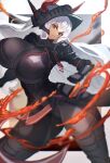  1girl absurdres armor bangs black_skin blurry blurry_background blurry_foreground border breasts colored_skin crossed_bangs dragon_knight_shapira ehtuho expressionless fake_horns fire grey_hair guardian_tales helmet highres horned_headwear horns large_breasts long_hair looking_at_viewer red_eyes solo 