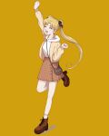  absurdres bishoujo_senshi_sailor_moon blonde_hair closed_eyes full_body highres open_mouth shoes skirt smile tsukino_usagi yellow_background yosh.i 