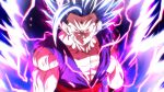  1boy aura battle_damage closed_mouth dougi dragon_ball dragon_ball_super dragon_ball_super_super_hero electricity gohan_beast grey_hair looking_at_viewer male_focus muscular muscular_male red_eyes red_sash rom_(20) sash serious solo son_gohan standing torn_clothes 