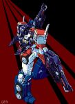  autobot ct990413 dual_wielding gun highres holding holding_gun holding_weapon looking_down mecha optimus_prime robot science_fiction solo standing transformers weapon wheel yellow_eyes 
