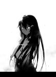  1girl absurdres black_hair dandelion_(girls&#039;_frontline) girls_frontline griffin_&amp;_kryuger_military_uniform hair_ornament highres long_hair long_jacket looking_at_viewer miharu_(cgsky) monochrome nyto_(girls&#039;_frontline) solo white_background 