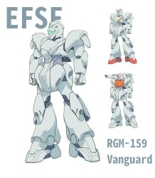  beam_cannon blue_visor cannon character_name colored_lineart commentary_request comparison earth_federation earth_federation_space_forces english_text gun gundam highres machine_gun mecha mecha_focus missile_pod mobile_suit no_humans original reference_sheet robot science_fiction shoulder_cannon user_fmzw2752 v-fin variations weapon white_background 